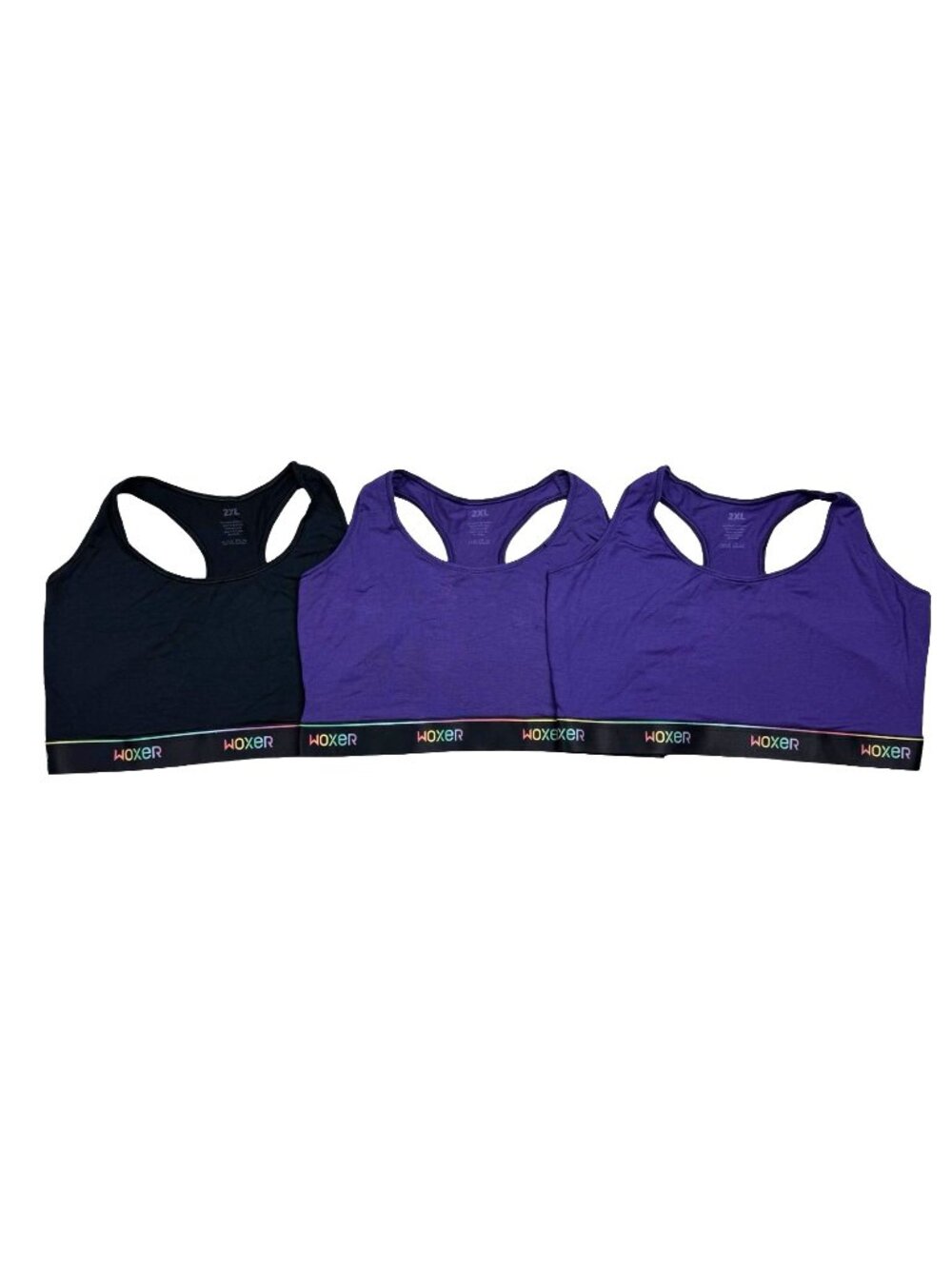 NEW Woxer Boss Pride Womens Sports Bra Activewear Top Blue Black• 2XL • Lot of 3